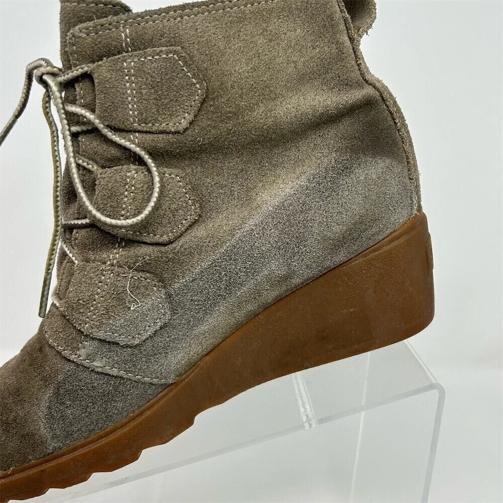Sorel Toronto Lace Wedge Waterproof Light Brown Ankle Boots Womens US 8.5